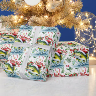 Fishing with Santa Claus Christmas Holiday  Wrapping Paper