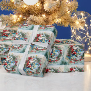 Fishing with Santa Claus Christmas Holiday Wrapping Paper