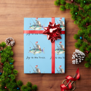 Fishing with Santa Claus Christmas Holiday  Wrapping Paper