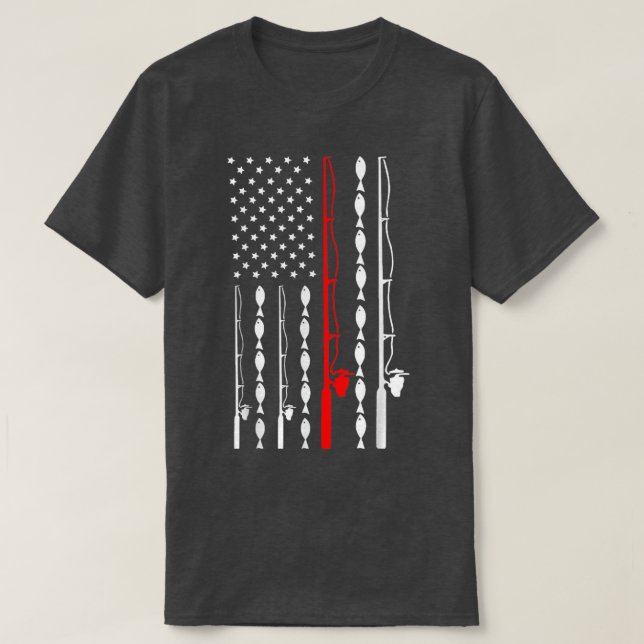 FishingFunny American Flag Fishing  T-Shirt (Design Front)