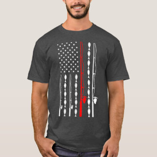 FishingFunny American Flag Fishing  T-Shirt