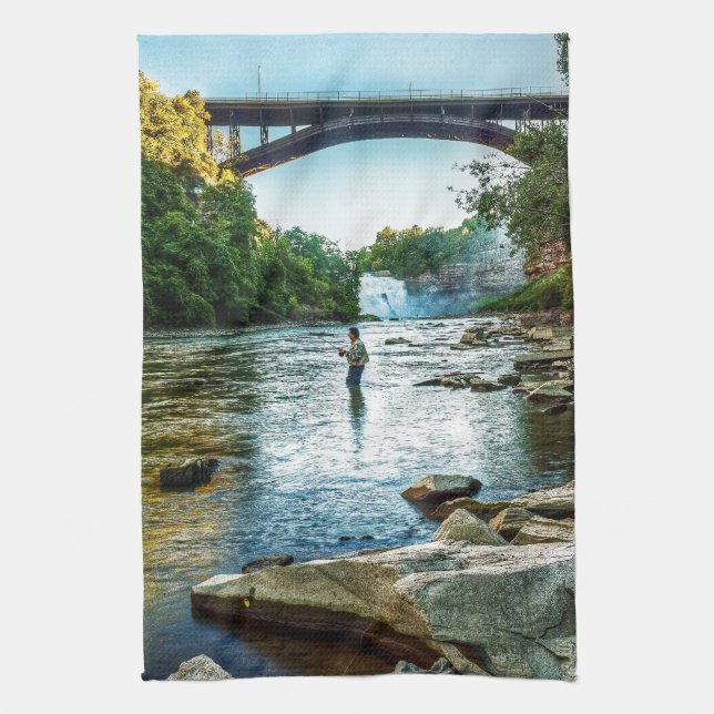 Fishman of the Genesee Tea Towel (Vertical)