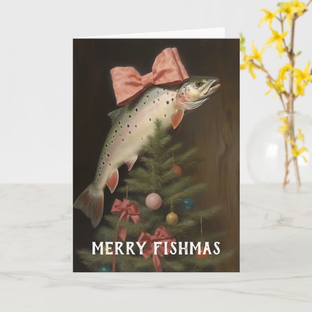 Fishmas Tree Christmas Card (Yellow Flower)