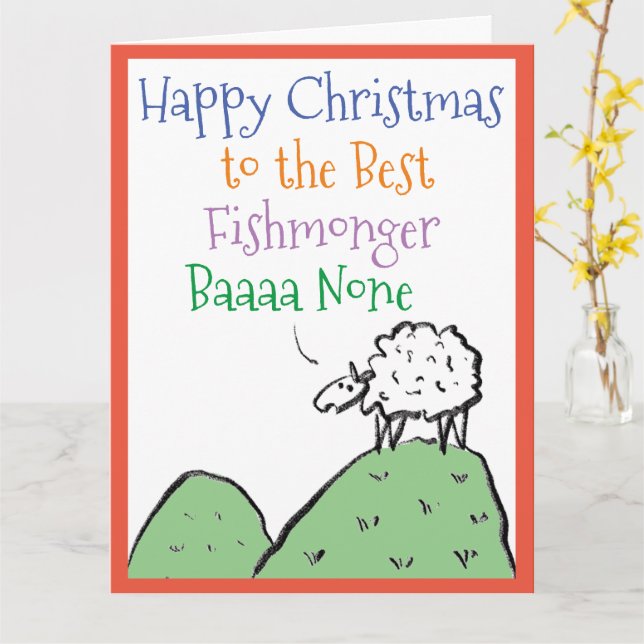 Fishmonger Happy Christmas Card (Yellow Flower)