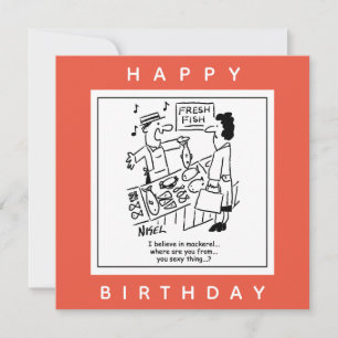 Fishmonger Sings About Mackerel Cartoon Card