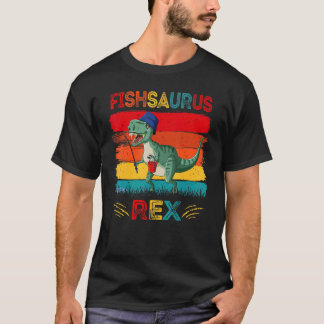 Fishsaurus Bass Fishing Rex Dinosaur For Kids Boy T-Shirt