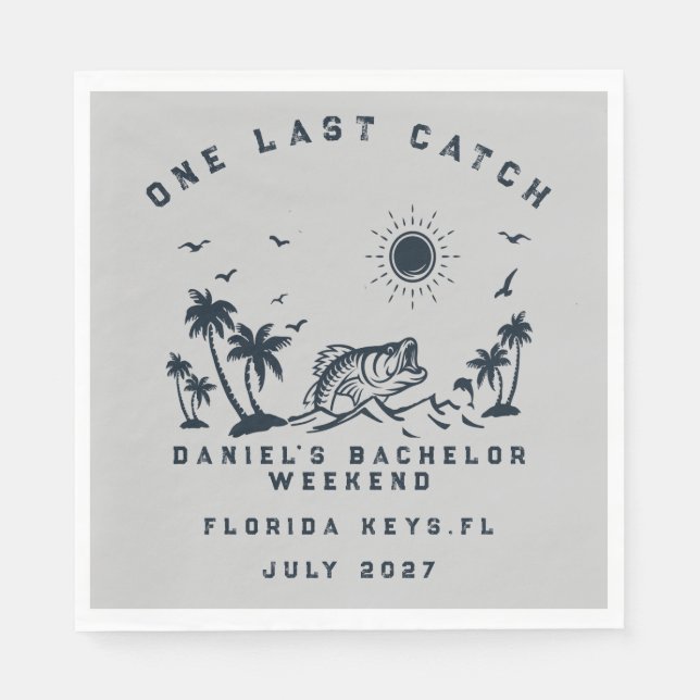 FishThemed Fishing Weekend Trip Bachelor Party  Napkin (Front)