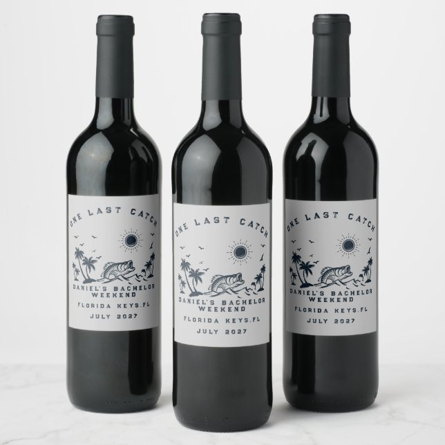 FishThemed Fishing Weekend Trip Bachelor Party  Wine Label (Bottles)