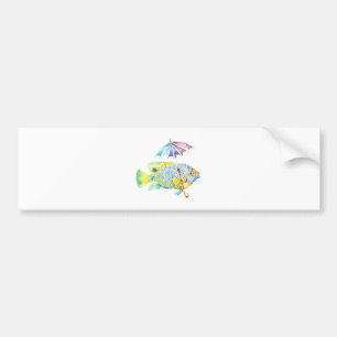 Fishy Fish with Umbrella Bumper Sticker