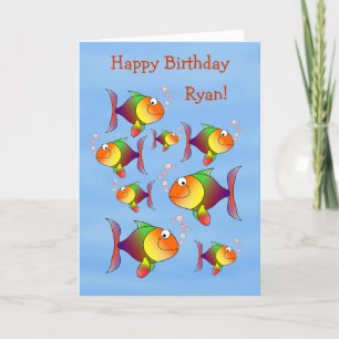 Fishy Fun Kids Personalised Birthday Card