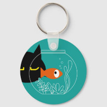 FISHY VIBES! Funny Black Cat Key Ring