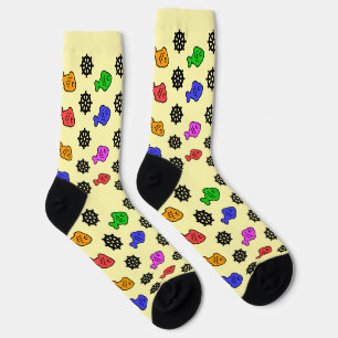Fishy Wheels Pale Yellow Socks