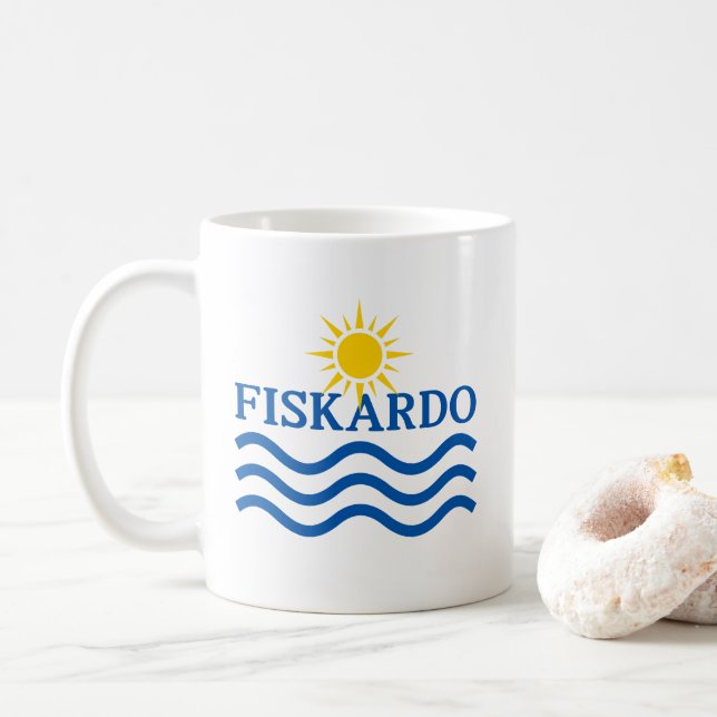 FISKARDO Kefalonia Greece, Sun Waves Coffee Mug (With Donut)