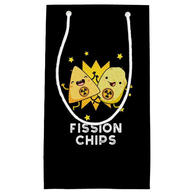 Fission Chips Funny Physics Food Pun Dark BG Small Gift Bag (Front)