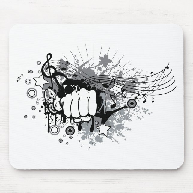 Fist and music on  mouse pad (Front)