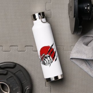 Fist Brass Knuckles Red Circle Claw Marks Water  Bottle