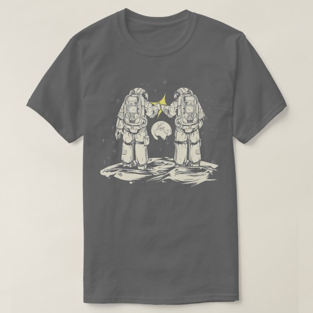Fist Bump Astronaut Astral Cosmic Design For Space T-Shirt (Design Front)