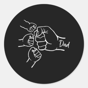 Fist Bump Dad Of Three Father Of 3 Daddy Happy Fat Classic Round Sticker