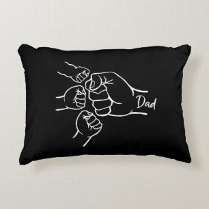 Fist Bump Dad Of Three Father Of 3 Daddy Happy Fat Decorative Cushion