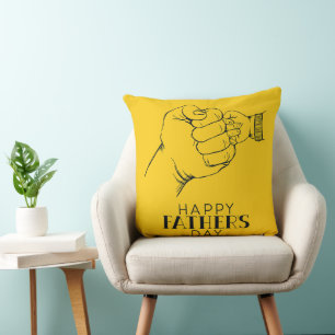 Fist Bump Father Child Hand Sketch Cushion