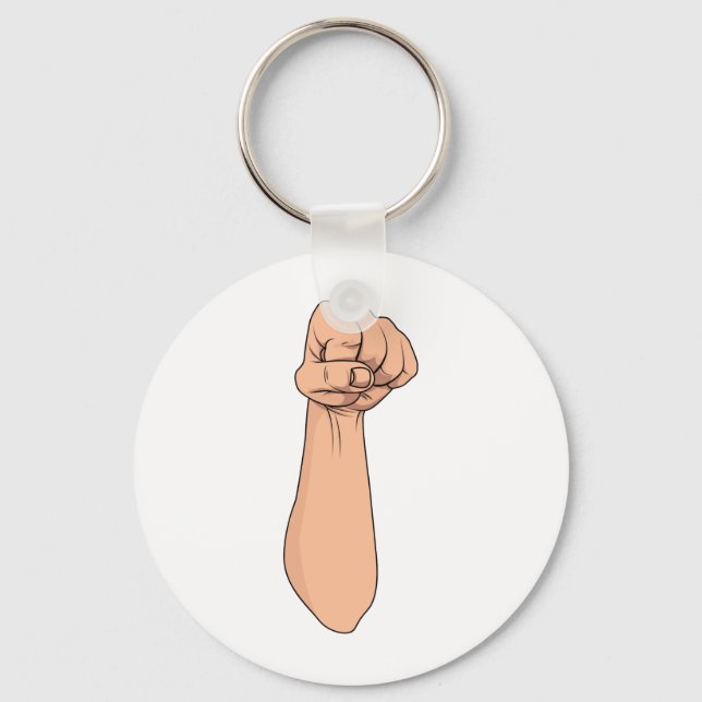 Fist Closed Hand Sign Gesture 2 Key Ring (Front)