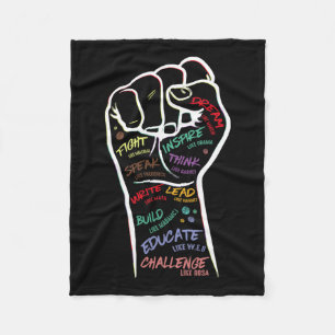 Fist Hand Black Lives Problem Black History Month Fleece Blanket
