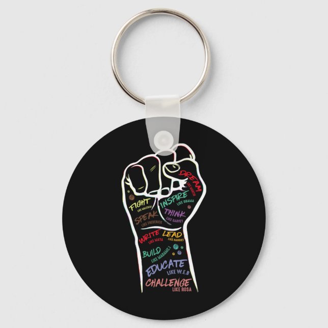 Fist Hand Black Lives Problem Black History Month  Key Ring (Front)