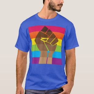 Fist Hand Rainbow Gay Pride BLM LGBT Awareness Mon T-Shirt