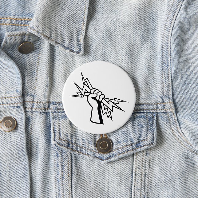 Fist Holding Lightning Bolt Bold Power 7.5 Cm Round Badge (Creator Uploaded)