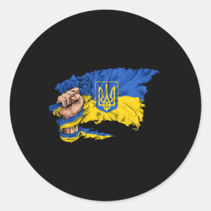 Fist Holding Ukraine Flag Classic Round Sticker