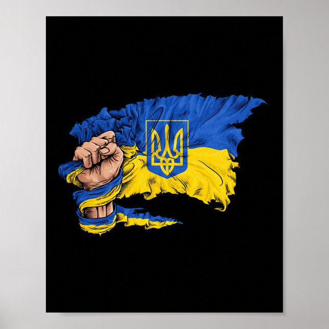 Fist Holding Ukraine Flag  Poster (Front)