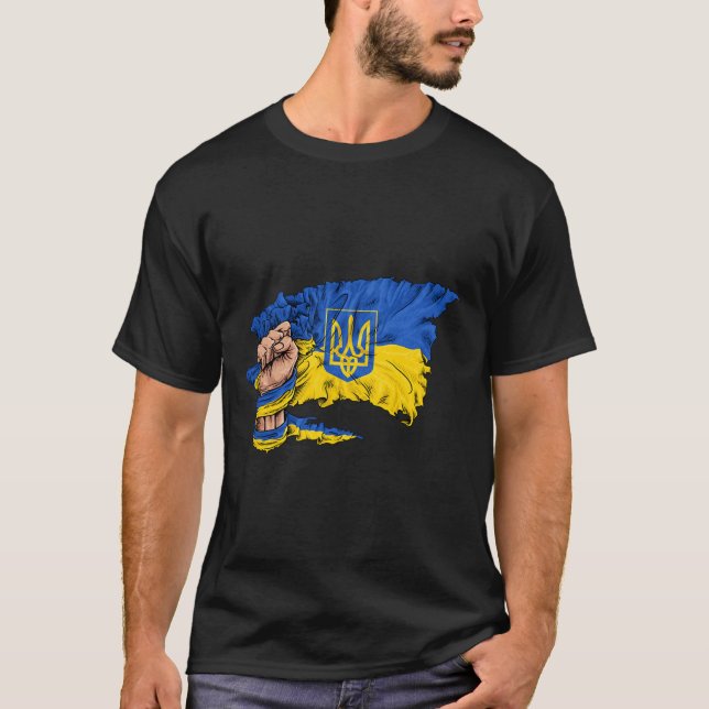 Fist Holding Ukraine Flag  T-Shirt (Front)