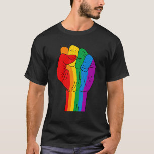 Fist Lgbtq Gay Rights Proud Pride Rainbow T-Shirt
