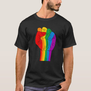 Fist Lgbtq Gay Rights Proud Pride Rainbow T-Shirt