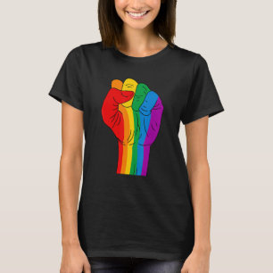 Fist Lgbtq Gay Rights Proud Pride Rainbow T-Shirt