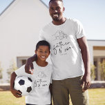 Fist Pump Father and Son Dad T-Shirt<br><div class="desc">Modern dad t-shirt featuring a line drawing of a child fist pumping their fathers hand, the title 'father & son' in a modern script font, and the year he became a dad. A perfect gift to show your love on fathers day or as a token of appreciation on his birthday!...</div>