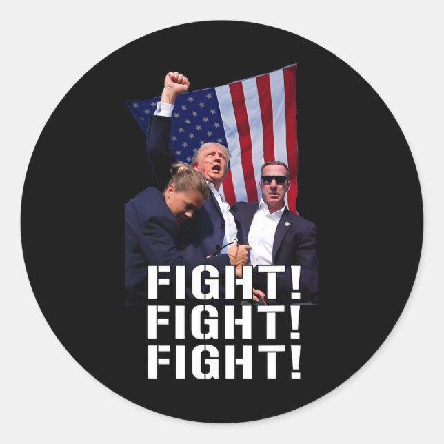 Fist Pumped Fight Pray For Trump America  Classic Round Sticker (Front)