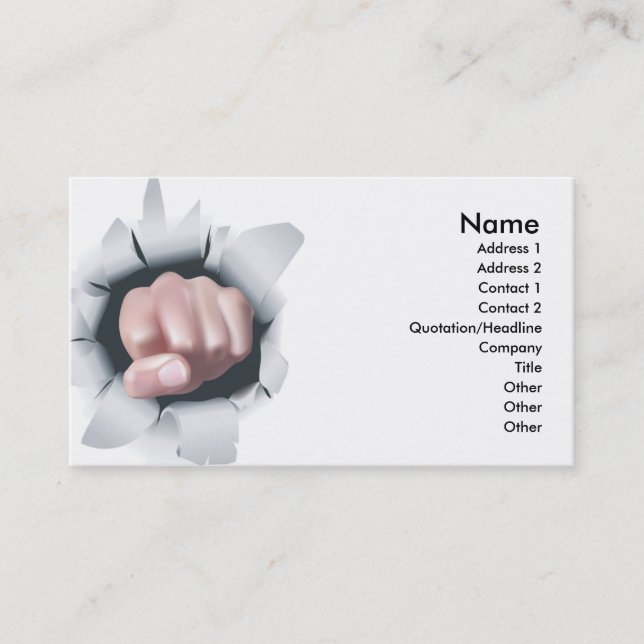 Fist punching high impact design business card (Front)