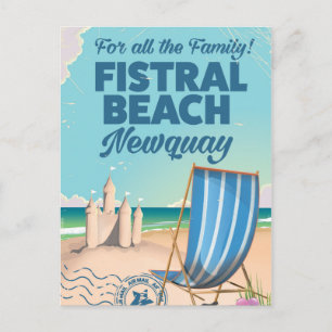 Fistral Beach Newquay Vintage travel poster Postcard