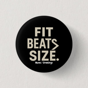 Fit Beats Size Motivational Fitness, Gym Lifestyle 3 Cm Round Badge