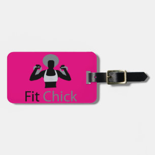 Fit Chick with Afro holding kettlebells Luggage Tag