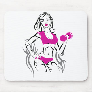 Fit Chick with Lipstick- Pink Mouse Pad