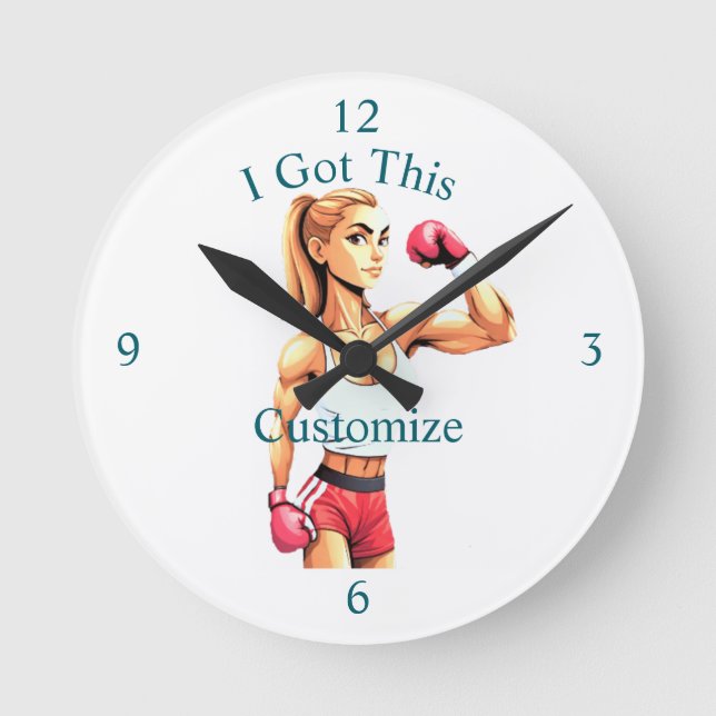 Fit Female Boxer Thunder_Cove Round Clock (Front)