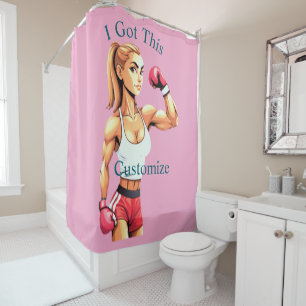 Fit Female Boxer Thunder_Cove Shower Curtain