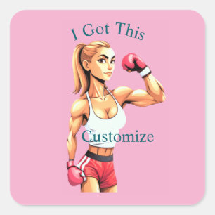 Fit Female Boxer Thunder_Cove Square Sticker