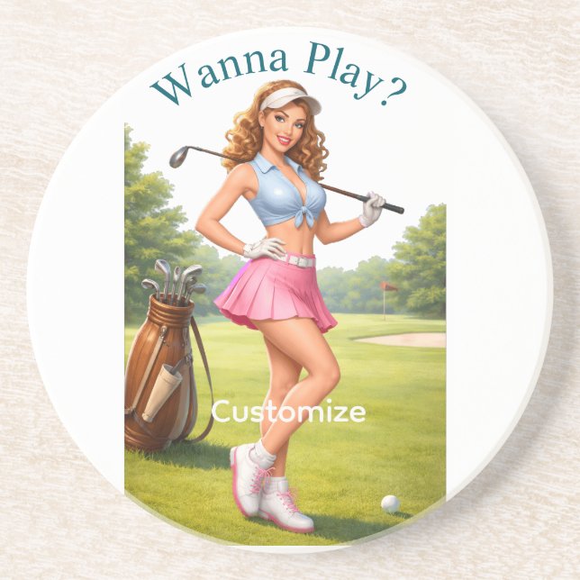 Fit Female Golfer Thunder_Cove Coaster (Front)