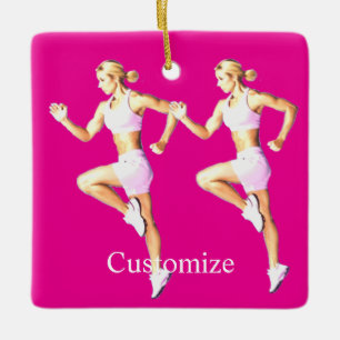 Fit Female Runner Thunder_Cove Ceramic Ornament