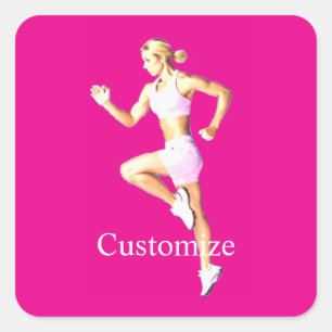 Fit Female Runner Thunder_Cove Square Sticker