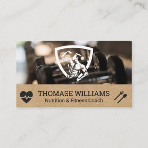 Fit Man Logo Dumbbells Fitness Business Card