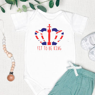 Fit to be King   British Crown, Funny Personalised Baby Bodysuit